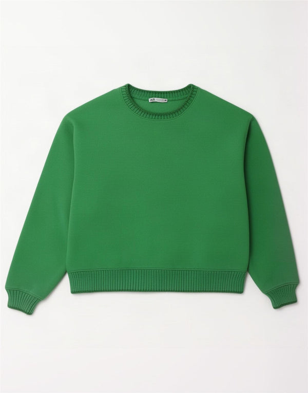 Zara Sweat-shirt surdimensionné pour femme UK 10 Petit coton vert