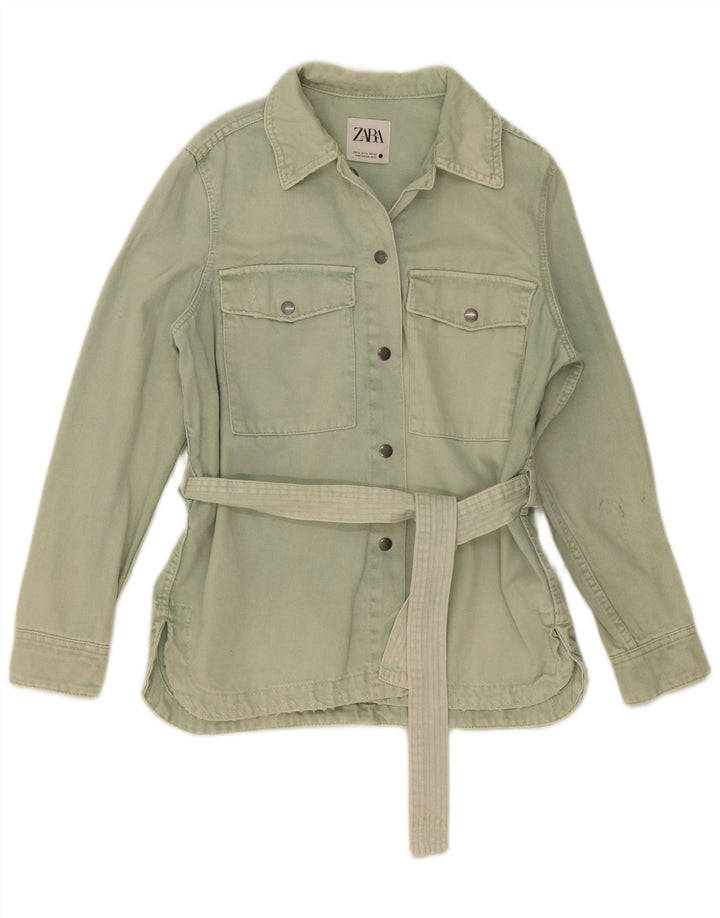 Zara Veste en jean surdimensionnée pour femme UK 6 XS Vert