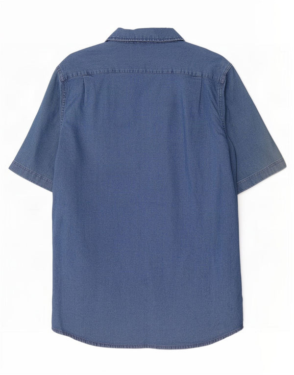 Wrangler Chemise en Jean à Manches Courtes Homme Bleu Moyen Coton