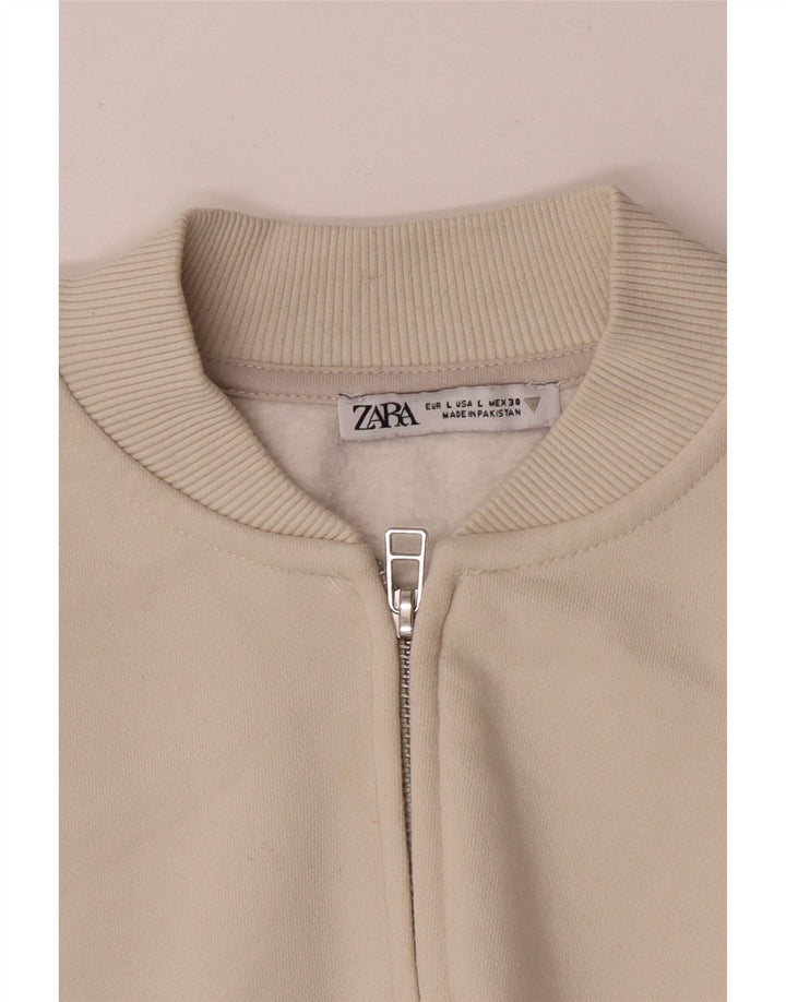 Zara Veste de survêtement surdimensionnée pour femme UK 16 Large Beige