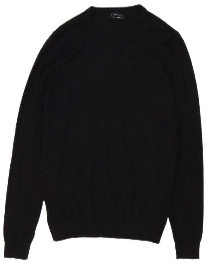 ZARA Pull à col rond pour homme Small Noir Viscose