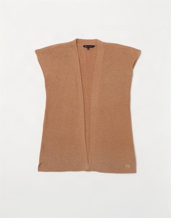 Crew Clothing Pull cardigan ouvert sans manches pour femme UK 14 Beige moyen