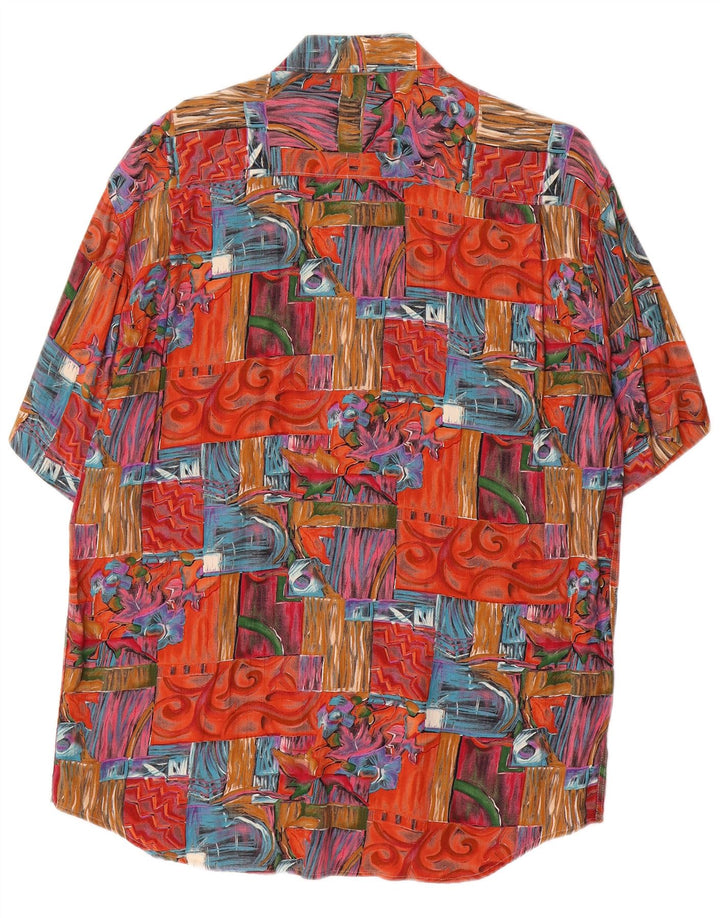 vintage Chemise à manches courtes pour hommes Patchwork rouge moyen