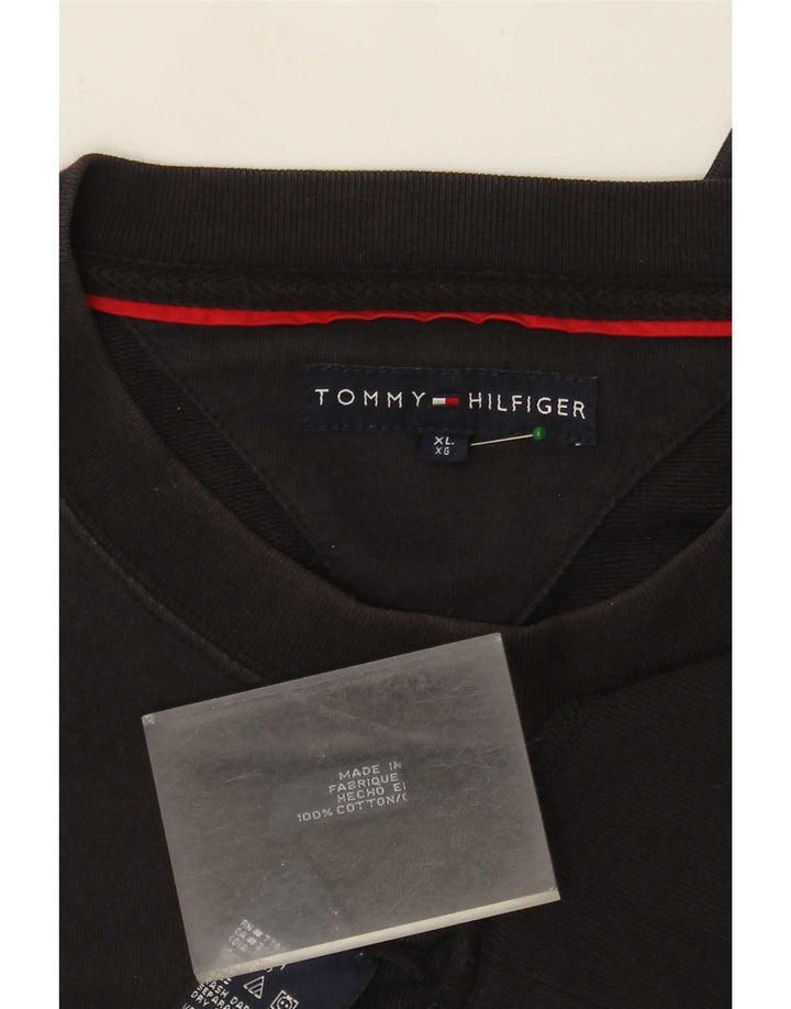 Tommy Hilfiger Sweat-shirt pour homme XL Noir Coton
