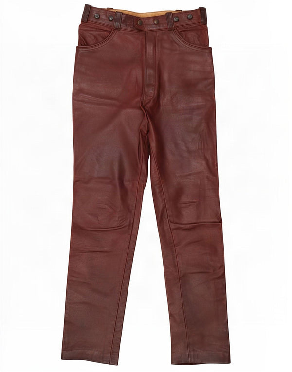 Pantalon droit en cuir femme vintage W28 L30 Marron