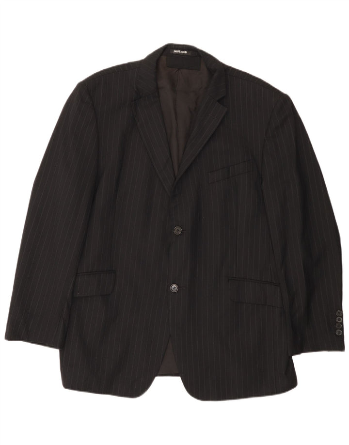 PIERRE CARDIN Veste Blazer 2 Boutons Homme UK 38 Medium Black Pinstripe