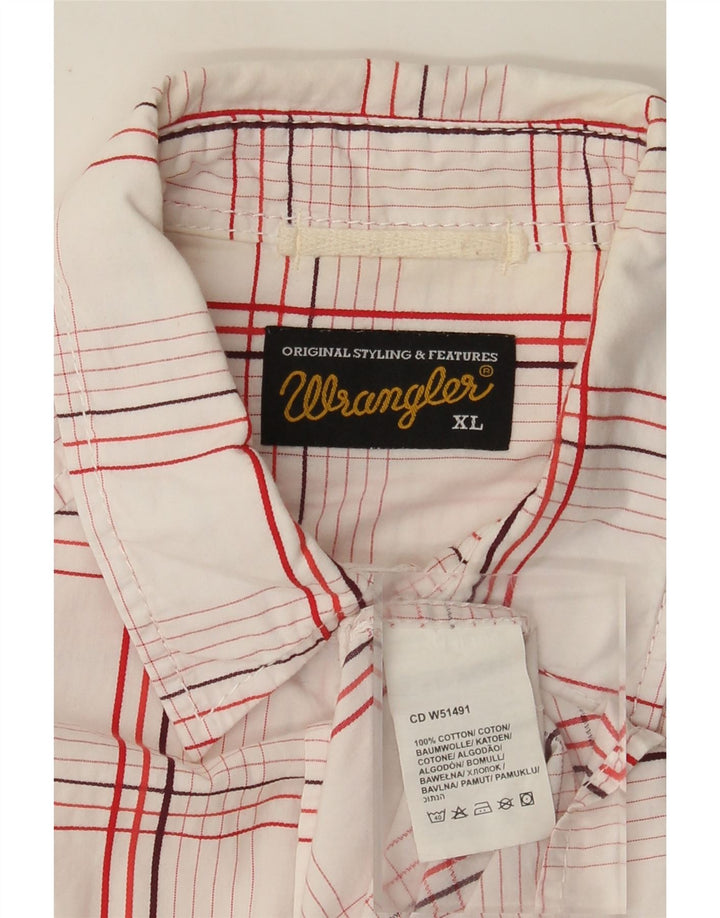 Wrangler Chemise à manches courtes pour homme XL en coton à carreaux blancs