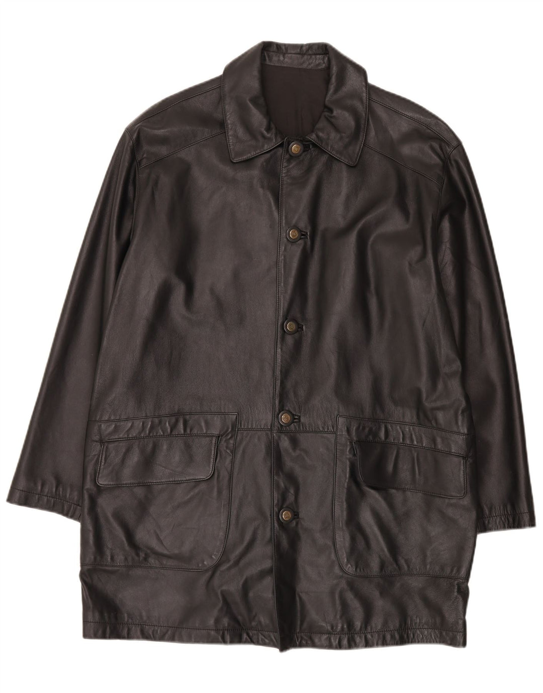 manteau en cuir homme vintage IT 50 Grand Noir