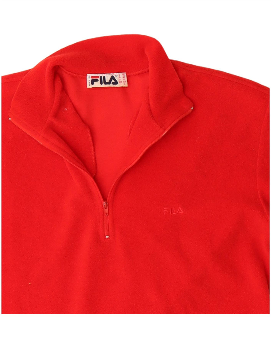 Fila Pull polaire à col zippé pour homme IT 48 Rouge moyen Polyester