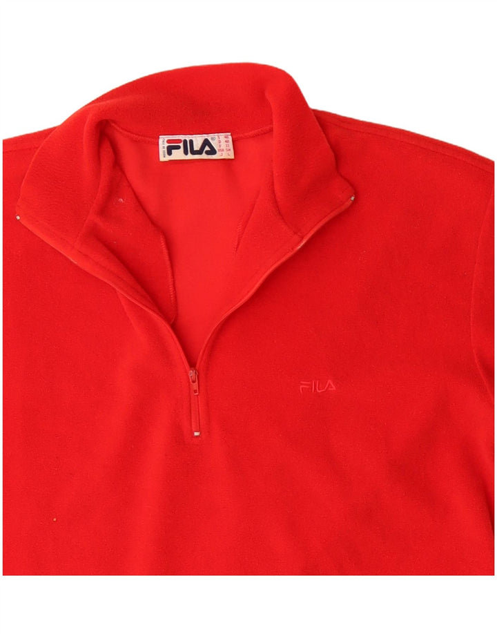 Fila Pull polaire à col zippé pour homme IT 48 Rouge moyen Polyester