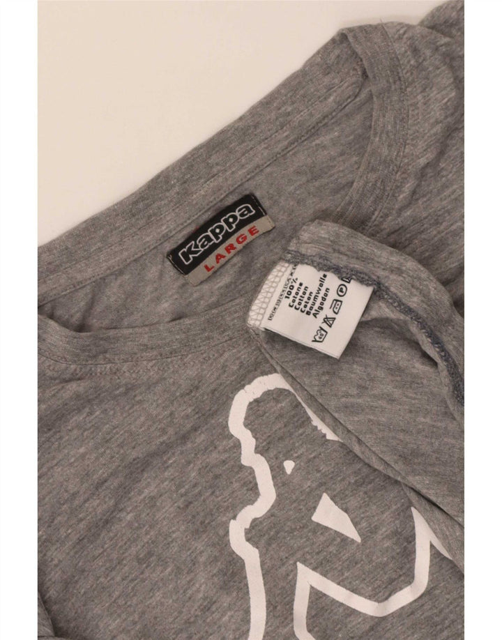 Kappa Mens Graphic T-Shirt Top Large Gris Moucheté Coton