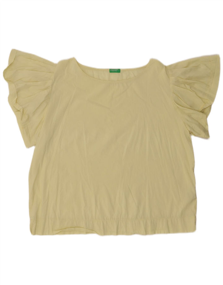 BENETTON Chemisier chauve-souris pour femme UK 18 XL Jaune Coton
