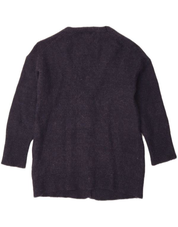 Massimo Dutti Pull Cardigan Femme UK 10 Petit Bleu Marine Polyamide
