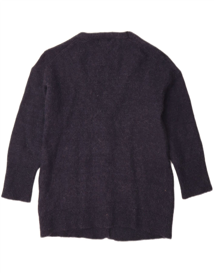 Massimo Dutti Pull Cardigan Femme UK 10 Petit Bleu Marine Polyamide