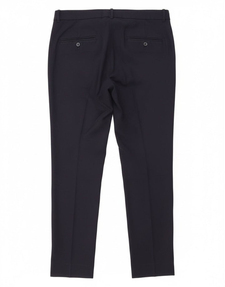 Zara Pantalon de costume slim pour femme Large W33 L30 Bleu marine