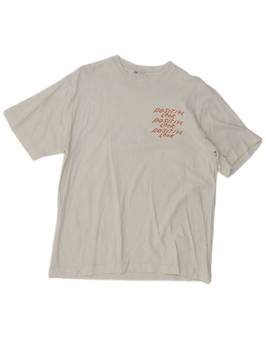 Zara T-shirt graphique pour femme UK 16 Large Blanc