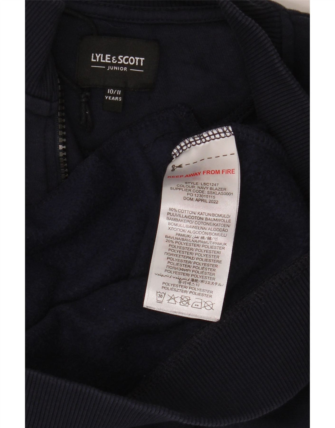 Lyle & Scott Veste de Survêtement Garçon 10-11 Ans Bleu Marine Coton