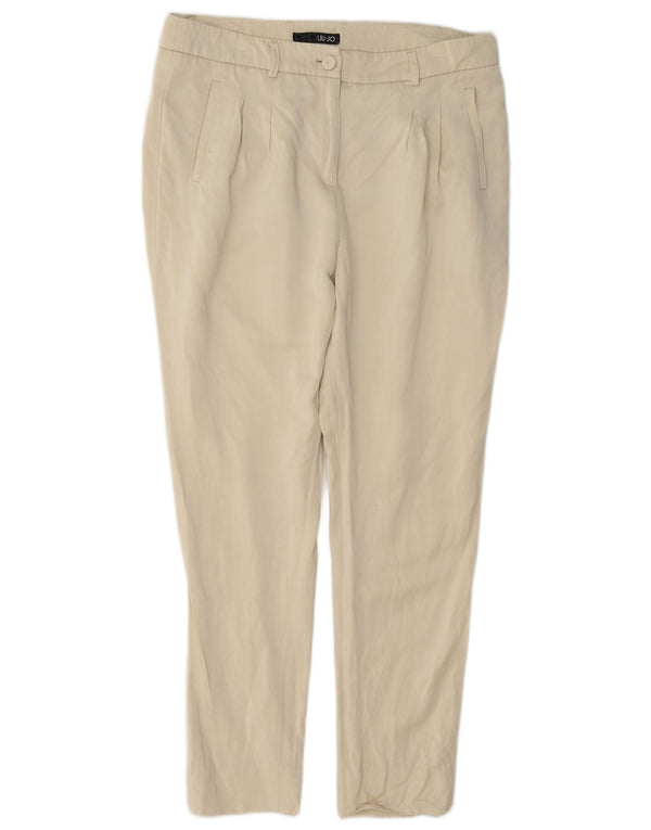 Liu Jo Womens High Waist Slim Fit Chino Trousers IT 42 Medium W32 L27 Beige