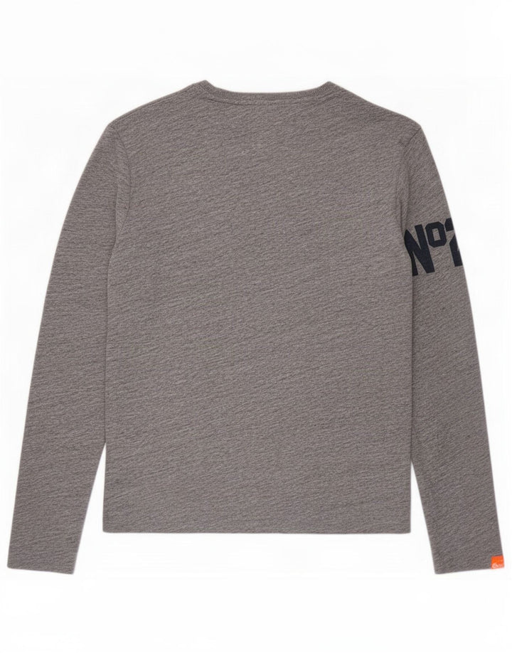 Superdry Haut graphique à manches longues pour hommes en coton moucheté gris moyen