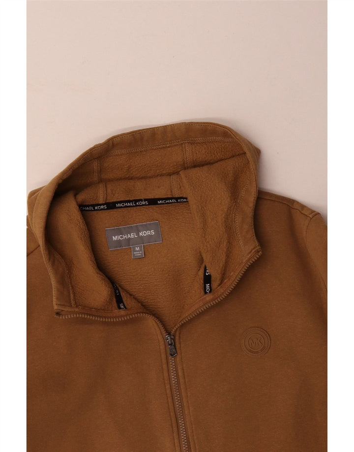 MICHAEL KORS Pull à capuche zippé graphique pour homme en coton marron moyen