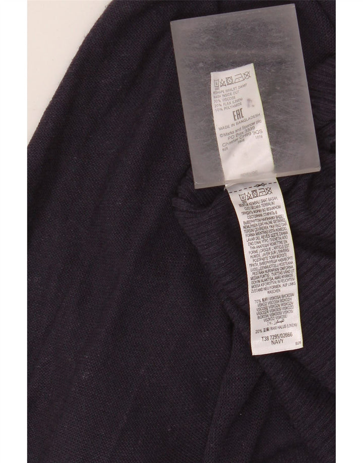 MARKS & SPENCER Pull cardigan long pour femme UK 10 Small Bleu marine