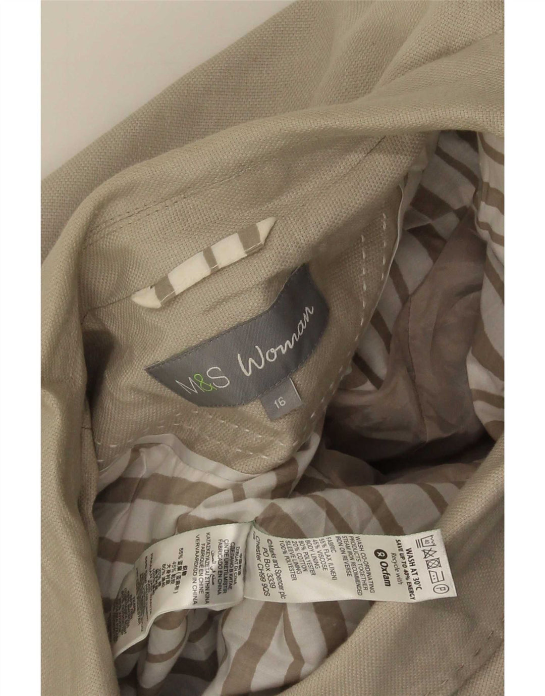 Marks & Spencer Veste blazer à 3 boutons pour femme UK 16 Large Vert Lin
