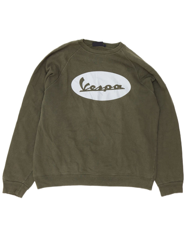 Vespa Sweat-shirt graphique pour homme en coton vert 2XL