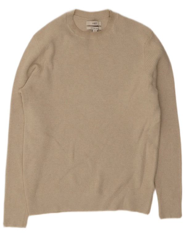Marks & Spencer Pull à col rond pour homme Petit polyester beige