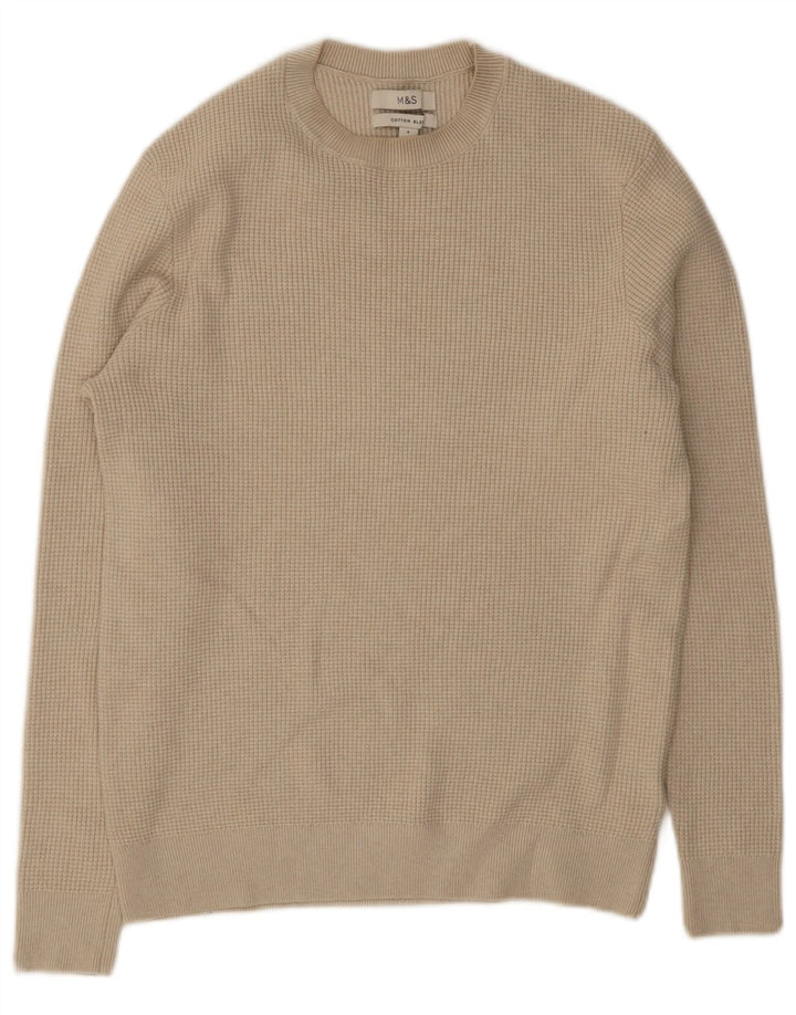 Marks & Spencer Pull à col rond pour homme Petit polyester beige