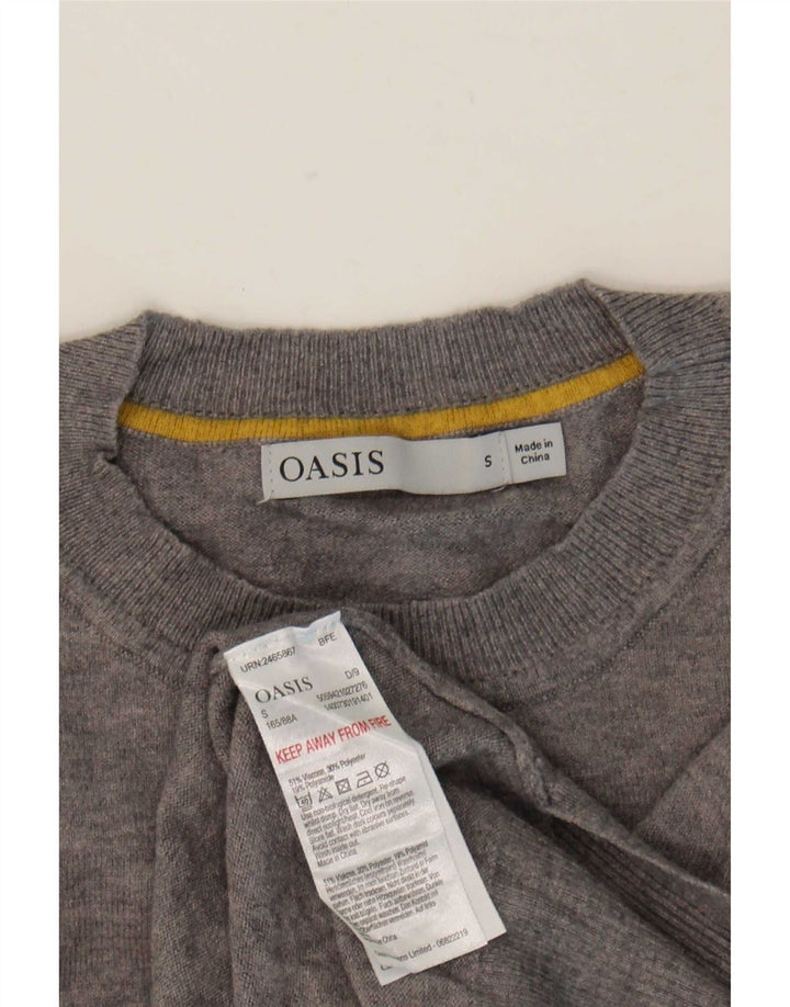 Oasis Pull graphique surdimensionné à col rond pour femme UK 10 Petit Gris