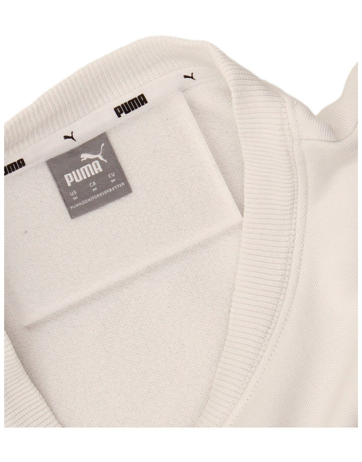PUMA Womens Crop Sweatshirt Jumper UK 14 Medium White Colourblock Cotton Vintage Puma and Second-Hand Puma from Messina Hembry 