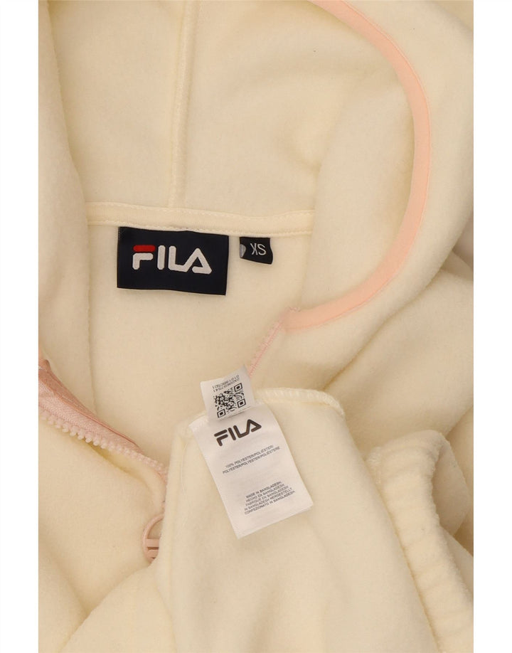 FILA Pull polaire surdimensionné à capuche et col zippé pour femme UK 6 XS Blanc cassé