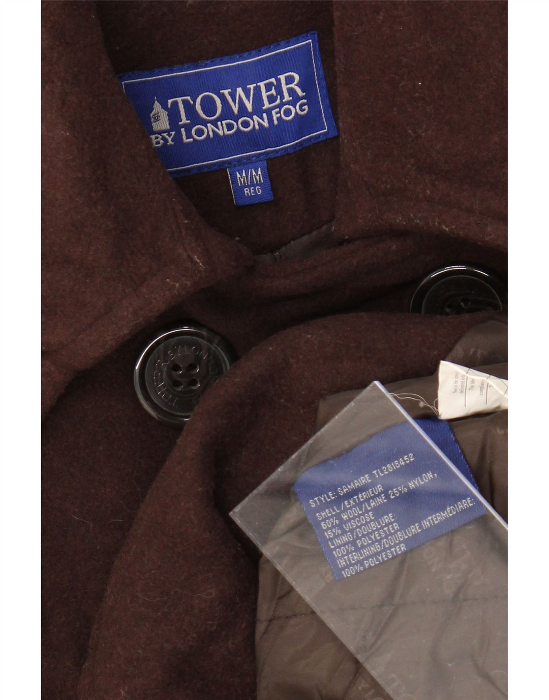 LONDON FOG Caban Femme UK 14 Laine Marron Moyen