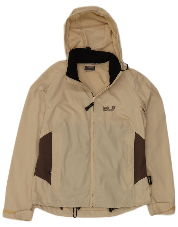 JACK WOLFSKIN Veste de pluie surdimensionnée pour femme UK 10 Small Beige Colourblock