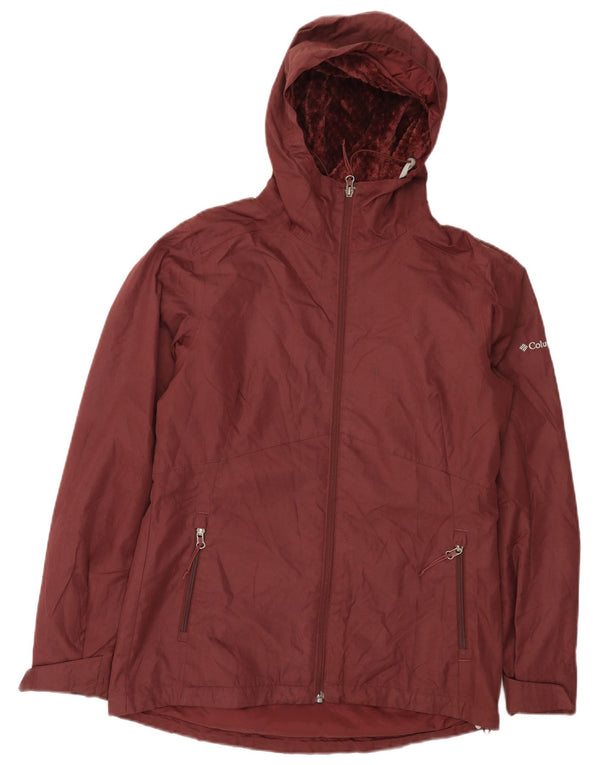 COLUMBIA Veste coupe-vent surdimensionnée à capuche pour femme UK 10 Petit Bordeaux
