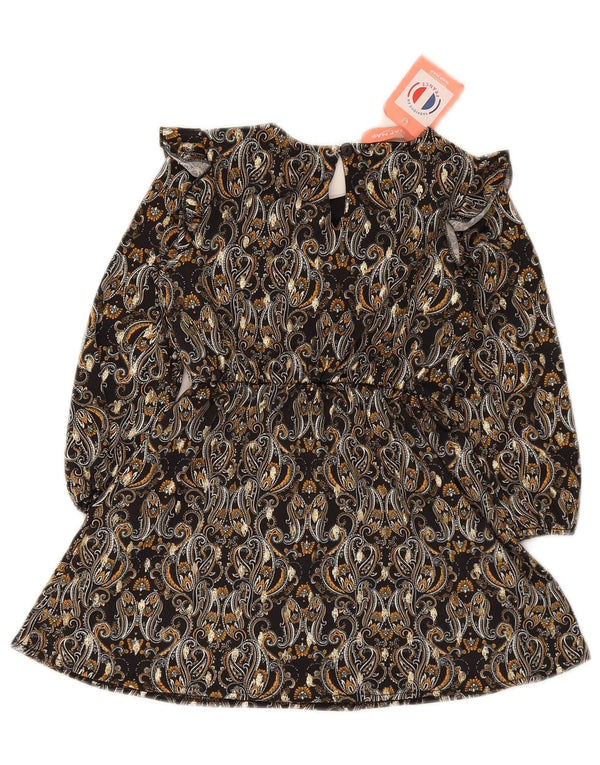Naf Robe trapèze à manches longues pour filles 3-4 ans Noir Paisley Polyester