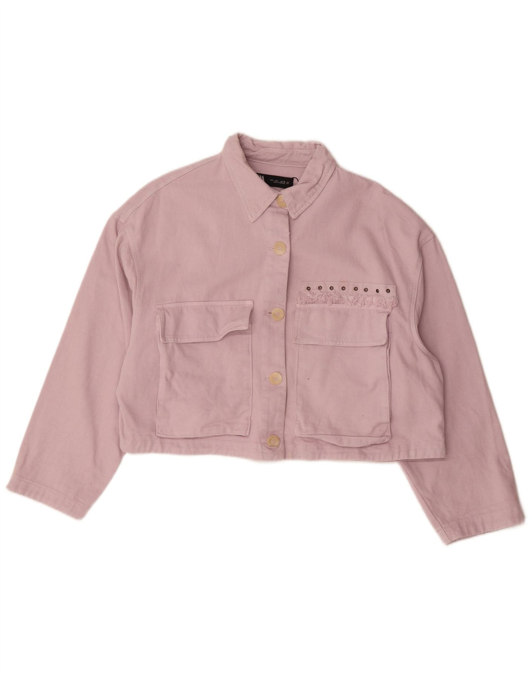 Zara Veste en jean surdimensionnée pour femme UK 16 Grand coton rose