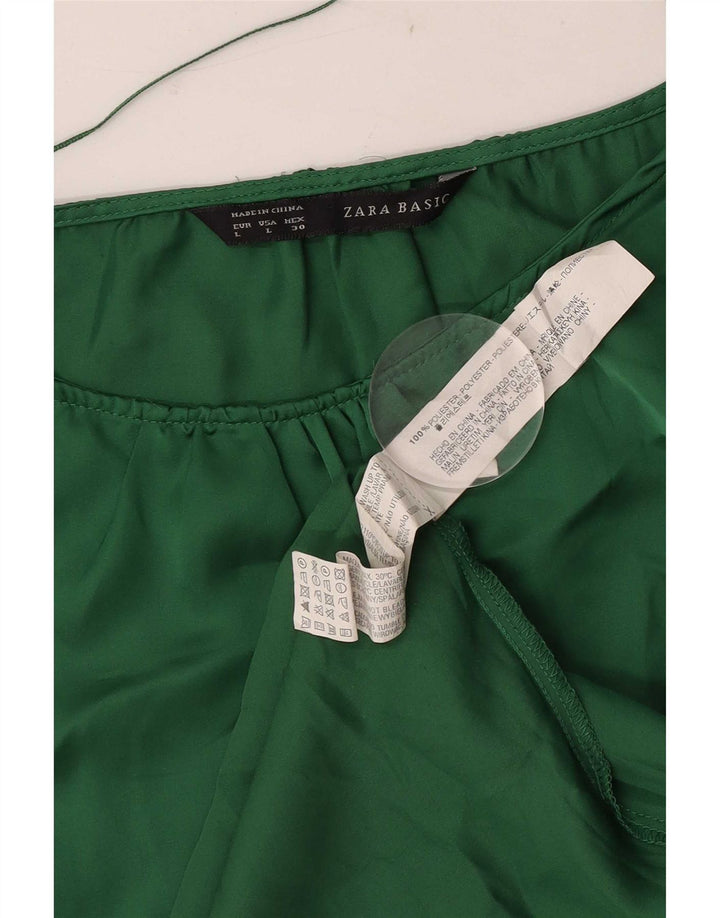 Zara Femme Chemisier Top UK 14 Large Vert Polyester