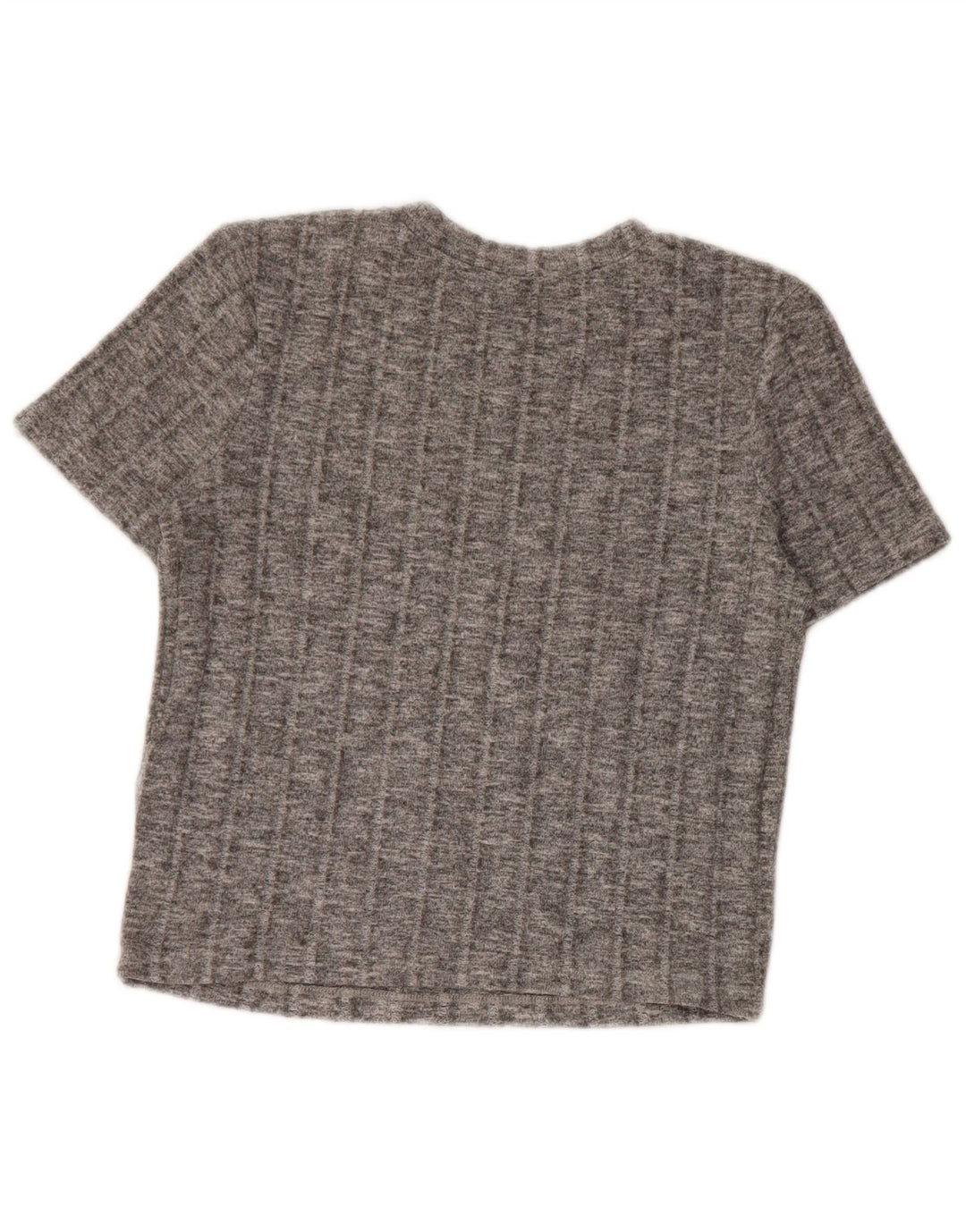 Zara Womens Crop T-Shirt Top UK 10 Petit Gris Moucheté Polyester
