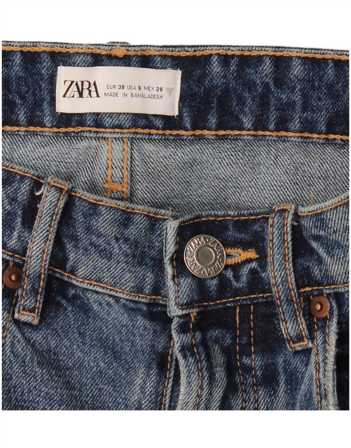 Zara Short en jean vieilli pour femme EU 38 Small W28 Bleu