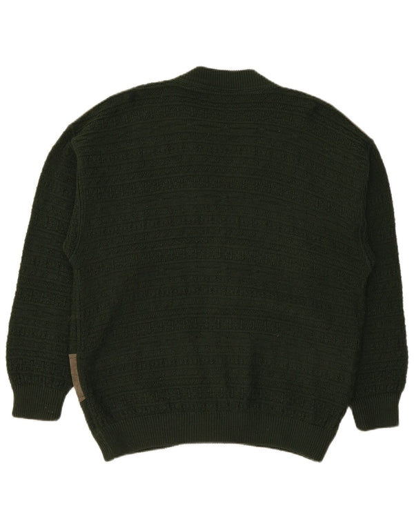Umberto Scolari Cardigan Homme Pull Large Vert Colorblock Laine