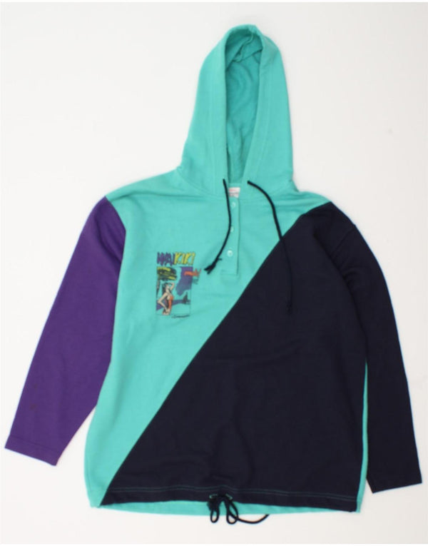 F.LLI Campagnolo Pull à capuche graphique pour femme UK 14 Large Bleu Colorblock