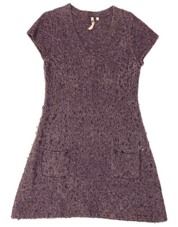 Robe pull à manches courtes White Stuff pour femme UK 44 Violet moyen moucheté