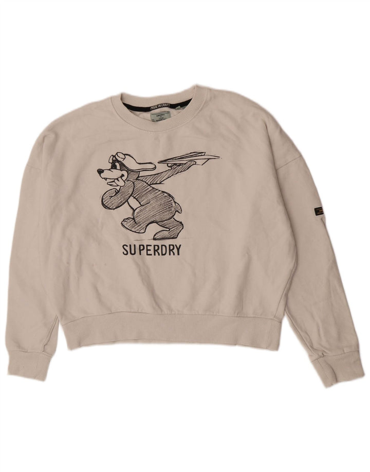 Superdry Sweat-shirt surdimensionné graphique pour femme UK 16 Large Blanc