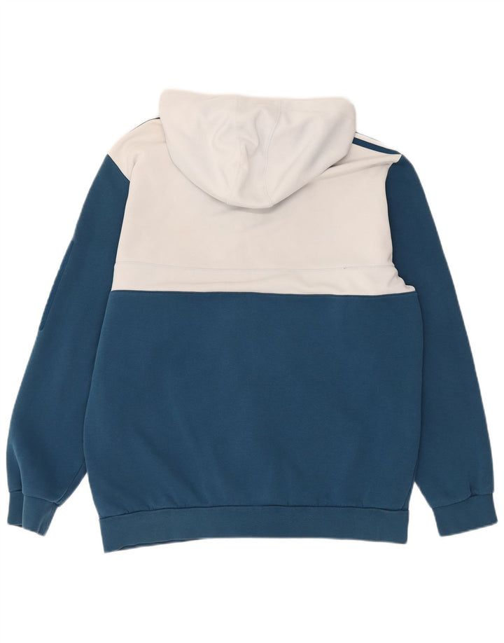 Adidas Pull à capuche zippé pour homme Large Bleu Colorblock Polyester