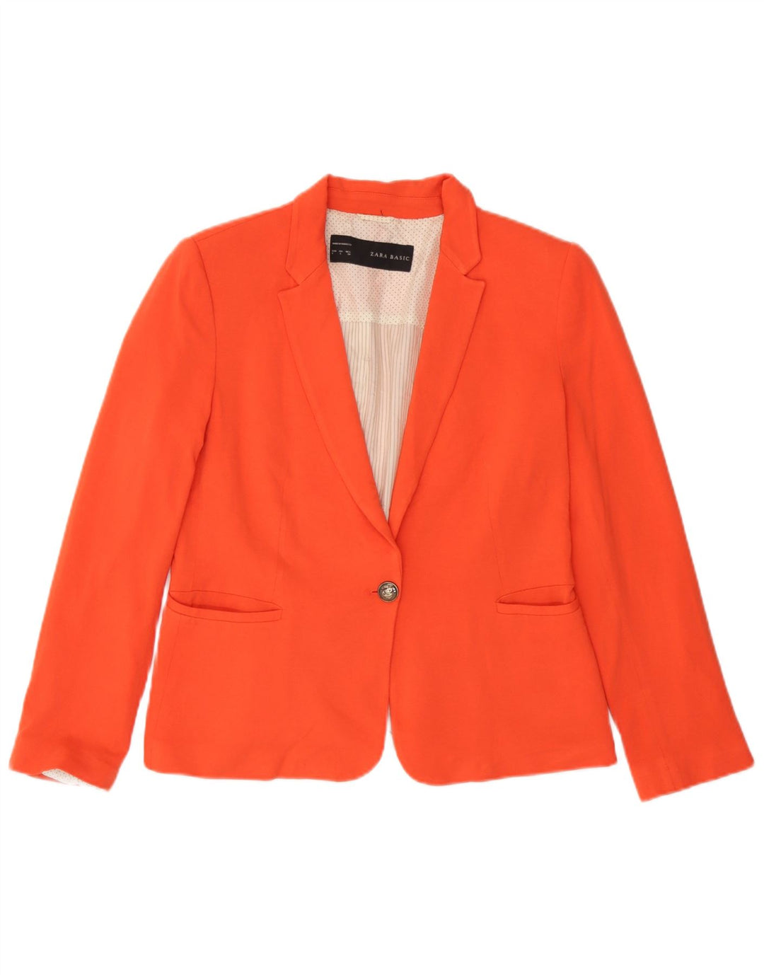 Zara Veste Blazer 1 Bouton Femme UK 14 Grande Viscose Orange