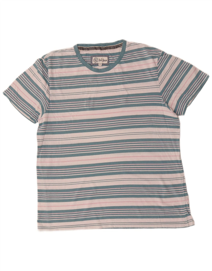 Fat Face T-Shirt Homme Bleu Moyen Rayé Coton