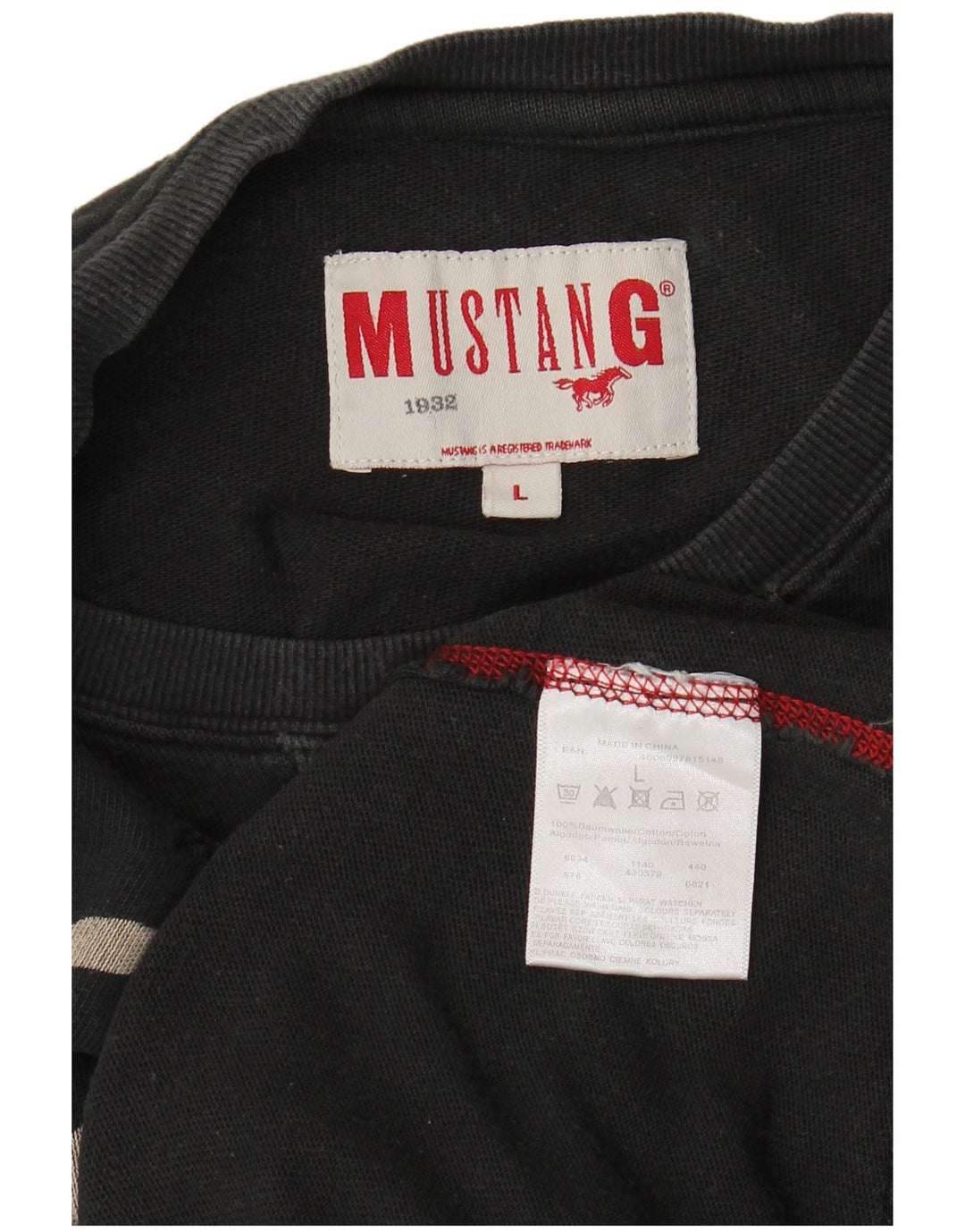 Mustang Sweat-shirt graphique pour homme en coton noir Taille L
