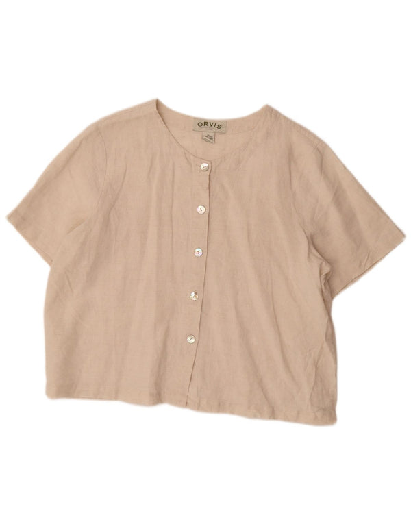 Orvis Chemisier surdimensionné à manches courtes pour femme UK 18 XL Lin beige