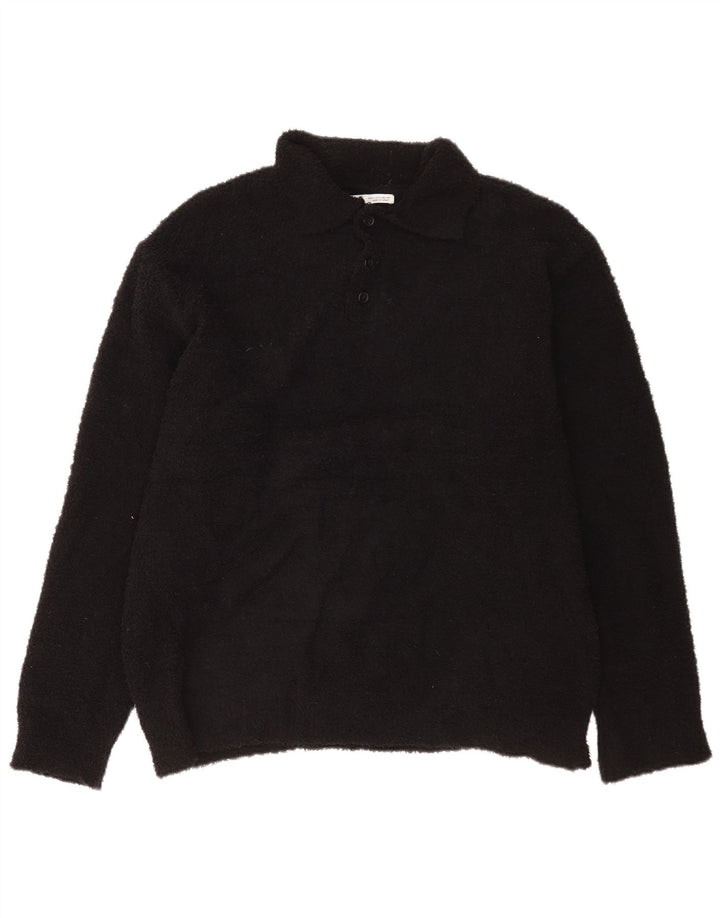 Zara Pull polaire à col polo pour homme XL Noir Polyester